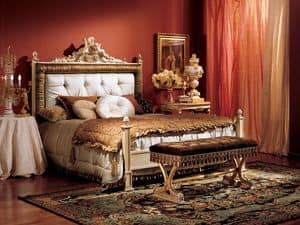 Angeli Bett 846, Klassischen Stil Bett mit gepolstertem Kopfteil aus Holz