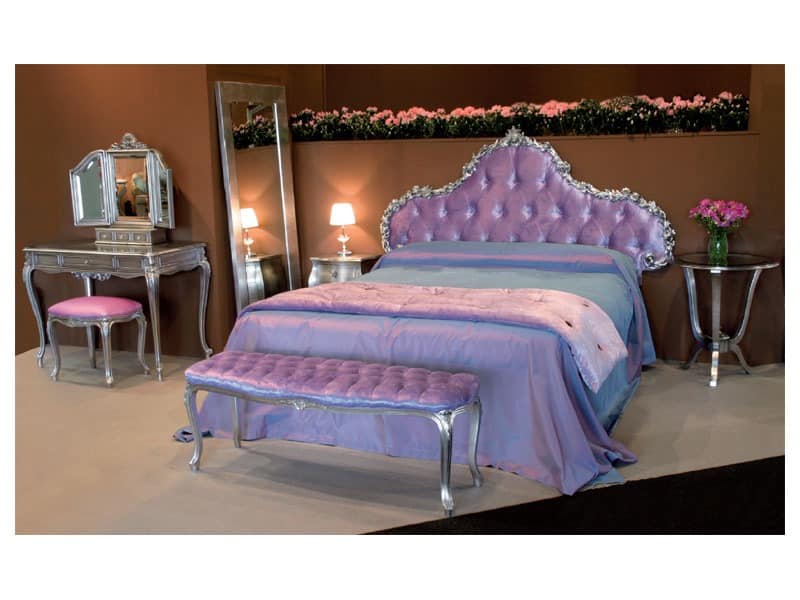Art. 1770 Grace, Geschnitzten Bett, in Samt bedeckt, für Schlafzimmer