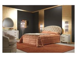 Art. 2010-T Bett, Bed bedeckt in Leder, bschelig, fr Luxus-Zimmer