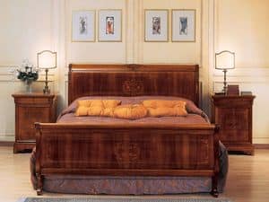 Art. 294/279 '800 Francese Luigi Filippo, Bed prunkvoll mit Intarsien verziert, für die Luxus-Zimmer