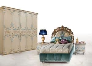 CalipsoTre, Einzelbett im luxurisen klassischen Stil, gepolstertem Kopfteil