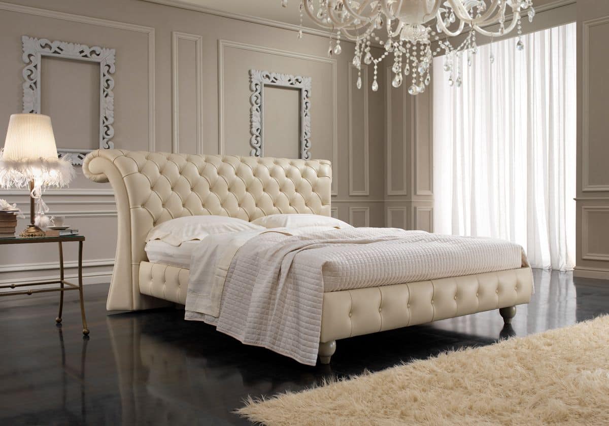 Englisch -Stil Doppelbett, capitonnè Kopfteil, für Schlafzimmer