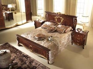 Donatello Bett, Mit neoklassizistischen Stil, geschwungene Fußteil und Kopfteil Bett, von Hand dekoriert