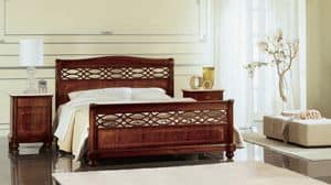 Gardenia perforierte Bett, Bed perforiert und von Hand eingelegt, für klassische Schlafzimmer