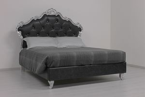 Valeria Platform, Klassisches Bett mit Kopfteil aus Leder