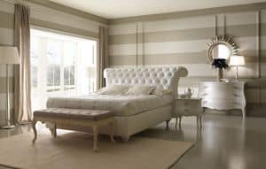 Via Montenapoleone 6050+6053 letto, Bequemes Bett im klassischen Stil, mit Aufbewahrungsbox, Lederausstattung
