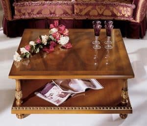 1052B, Coffee quadratischen Tisch, mit Walnuss und Esche furniert, in klassischen Luxus -Stil