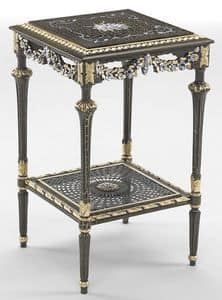 Art. L-1090 K, Quadratischen Tisch mit Regal, Blattgold Verzierungen, ideal fr Umgebungen, in klassischem Stil