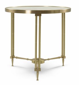 Beistelltisch 25-1003, Messing -Seitentisch mit Taj Mahal Marmor rund Oberseite