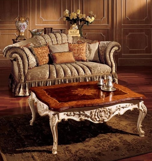 Emanuela coffee table 800, Edelcouchtischmit handgefertigten Dekorationen