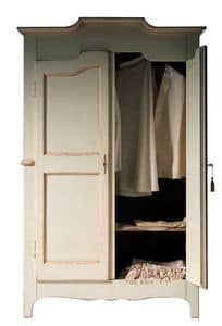 Geneviève BR.0751, Lack-Kleiderschrank mit 2 Türen, mit einem internen Regal, geeignet für Schlafzimmer im klassischen Stil