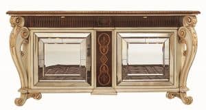 Allnatt LU.0001, Sideboard mit geschnitzten Beinen, eingelegter Spitze, Türen mit Spiegeln aus Murano, klassischen Stil