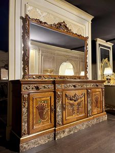 Art. 9000 Anrichte Luigi XV, Luxuri�ses Sideboard mit Schnitzereien und Intarsien