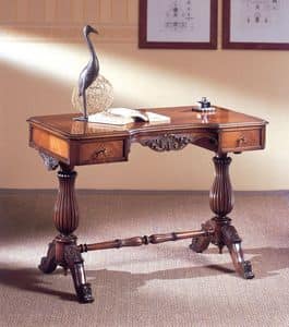 Art. 214, Luxuriöse Schreibtisch, Holz geschnitzt, mit 2 Schubladen