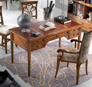 Art. H6112, Verzeichnisschreibtisch aus Holz, mit Lederplatte