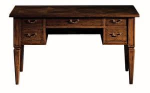 Empoli ME.0947, Walnut Schreibtisch mit 5 Schubladen, Luxus im klassischen Stil