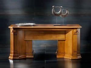 Victoria Art. 03.801, Kirsch-Schreibtisch mit 2 ausziehbaren Regalen und Leder-Oberteil