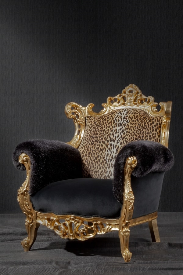 Luxus-Sessel, gepolstert in Leopardenmuster Stoff