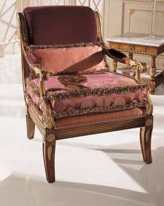 9725, Sessel aus massivem Buchenholz, Sitz und Rcken gepolstert, fr Umgebungen in klassischen Luxus -Stil