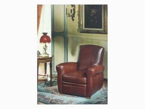 Armand, Antik-Stil Sessel in Leder, für Wohnzimmer