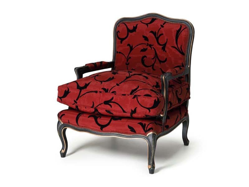 Art.321 armchair, Sessel mit dicken Polstern, im Stil Louis XV