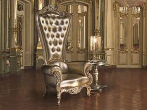 B/110/17 The Throne, Wooden dekoriert Sessel, gesteppte Rckenlehne