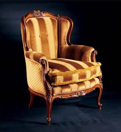 Barocco Sessel 779, Gepolsterte Sessel aus eingelegtem Holz, antiken Stil