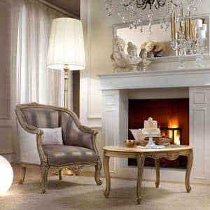 Belle Epoque 487 Sessel, Eleganter Sessel mit einem klassischen Design, von Hand geschnitzten Holz, fr Aufenthaltsrume und Hotels