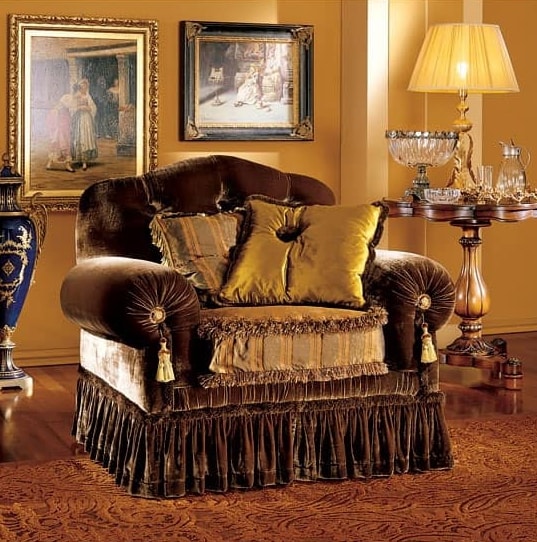 Elena armchair, Luxus klassischer Sessel mit capitonné Polsterung