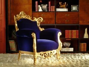 Finlandia Goldgewebe, Luxus-Sessel, Blattgold Finish, von Handwerkern geschnitzt