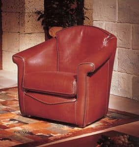 Judith, Sessel bedeckt in Hummer-farbigem Leder, klassischer Stil