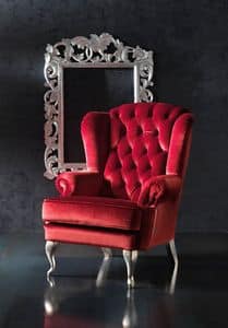 Maggie, Sessel im klassischen Stil, in rotem Stoff bedeckt