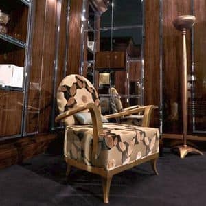 PT839, Sessel aus Holz, Blattgold, fr elegantes Schlafzimmer