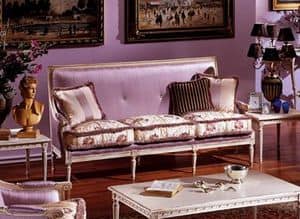 3325 DIVANO, 3-Sitzer Sofa im Stil Louis XVI, lackiert und geschnitzt