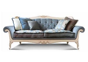 Art. 1060, Luxus-Sofa, mit handgeschnitzten Details, getuftete Rückenlehne, für Wohnzimmer und Hotels