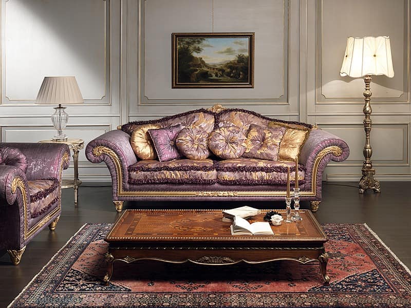 Art. IM 23 Imperial, Luxus-Sofa, gekennzeichnet durch Handarbeit geschnitzt Formteile mit baroqe und Blattgold