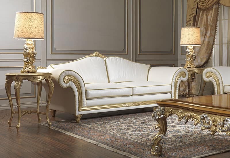 Art. IM 23 Imperial, Luxus-Sofa, gekennzeichnet durch Handarbeit geschnitzt Formteile mit baroqe und Blattgold