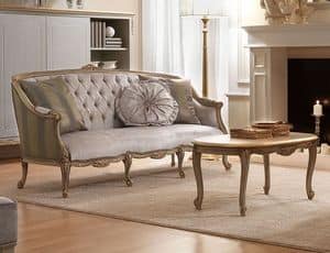 Belle Epoque 486 Schlaf, Klassisches Sofa mit drei Sitzen, in handgeschnitzte Holz, fr Aufenthaltsrume