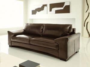 Boomerang, Sofa in pflanzlichen Leder, gepolstert mit Polyurethan und Gnsefedern