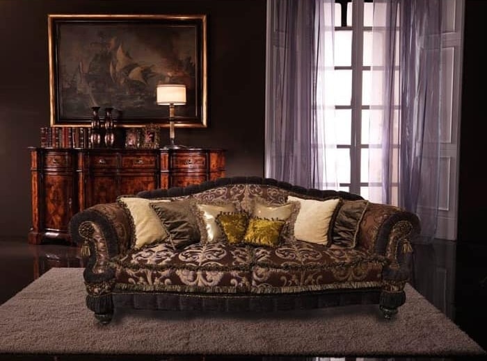 Cristina, Luxus-Sofa bedeckt in Seide, handgefertigt