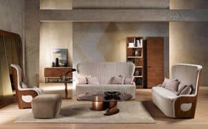 DI38 Galileo Sofa, Sofa mit Walnuss-Rahmen, gepolstert, für Haus