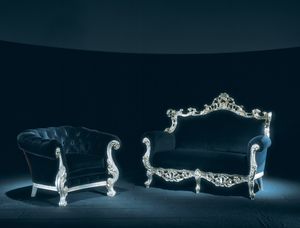 Finlandia Leder 2-Sitzer, Zweisitzer-Sofa, weiß lackiert, neue Barock