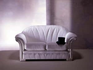 Forma Sofa, Klassische Sofa in weißem Leder, für Luxus-Wohnzimmer