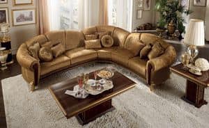 Giotto Ecksofa, Corner modulares Sofa, mit vergoldeten Fen, Luxus