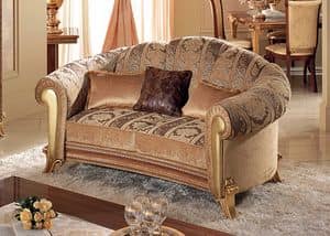 Giotto Sofa, Sofa mit weichen Kurven, mit goldenen Haut