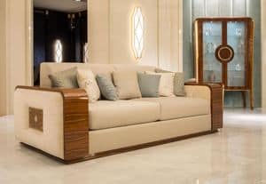 Kaiser, 4 -Sitzer-Sofa aus massivem Buchenholz, Sitz und Rcken gepolstert, fr Klassiker Wohnzimmer geeignet