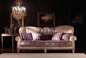 Marina, Klassisches Sofa, gepolstert, in Seide überzogen, für Wohnzimmer