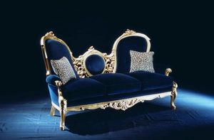 Medaglione, Couch aus antikem Blattgold, mit Samt bezogen