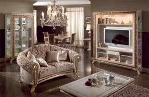 Raffaello Sofa, Polster klassischen Luxus-Sofa, goldenen Verzierungen