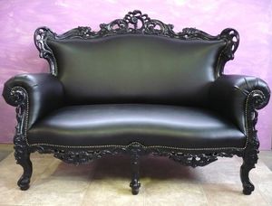 Regency 2-Sitzer-Sofa lackiert, Klassisches Sofa, schwarz lackiert